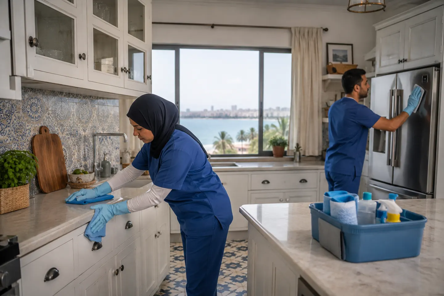 تنظيف أسطح وخزائن مطبخ في الإسكندرية